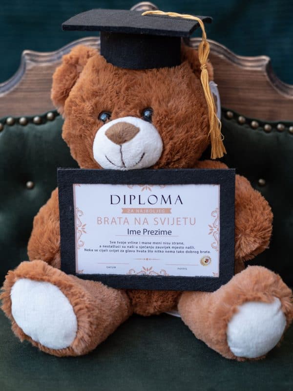 Plišani medo 27cm – Diploma za najboljeg brata