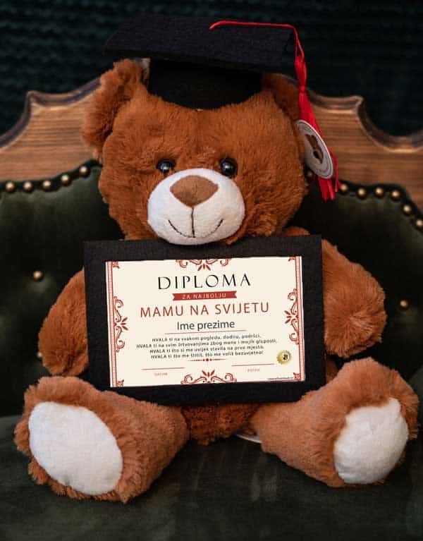 Plišani medo 27cm – Diploma za najbolju MAMU