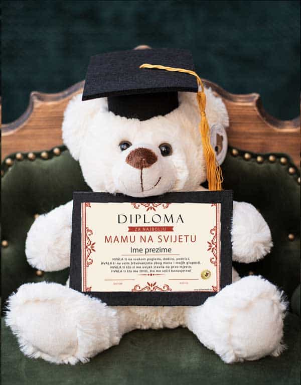 Plišani medo 27cm – Diploma za najbolju MAMU